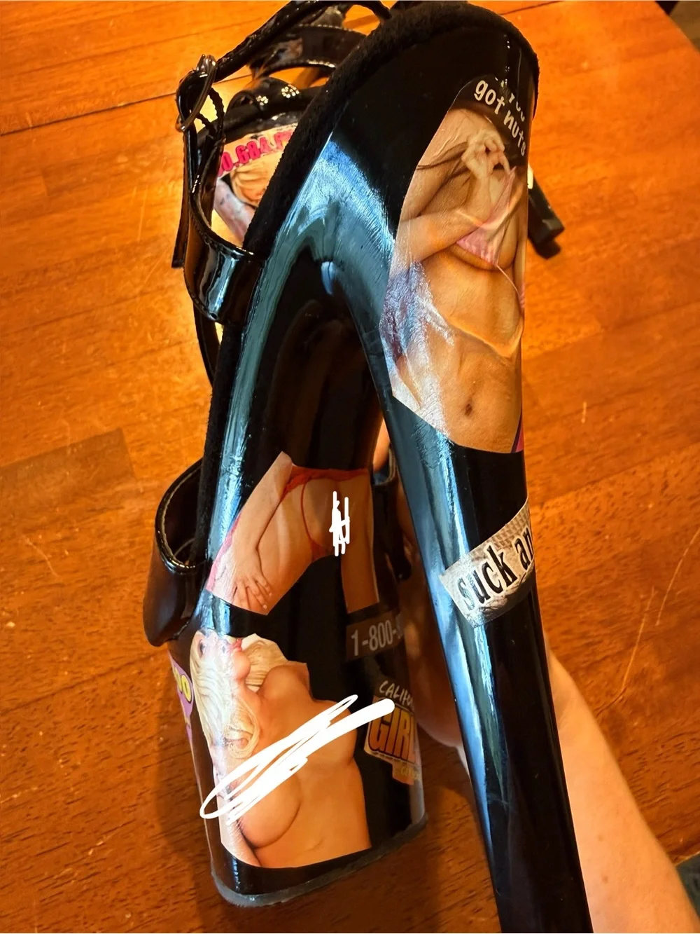 One of a Kind Custom Adult Stripper Pole Platform Heels Black Hustler Magazine